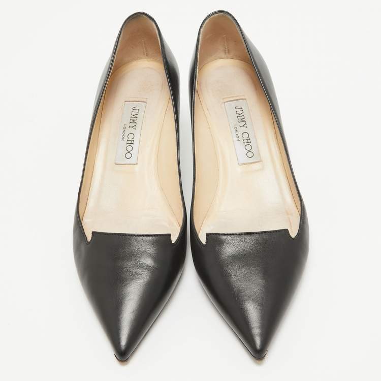 Pre Owned Jimmy Choo Black Leather Ari Pumps Size 38