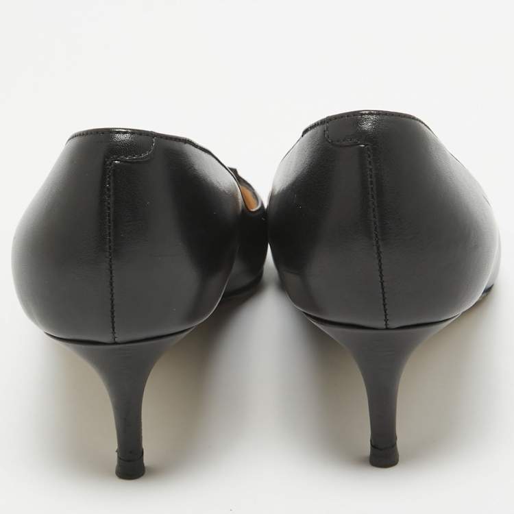 Pre Owned Jimmy Choo Black Leather Ari Pumps Size 38