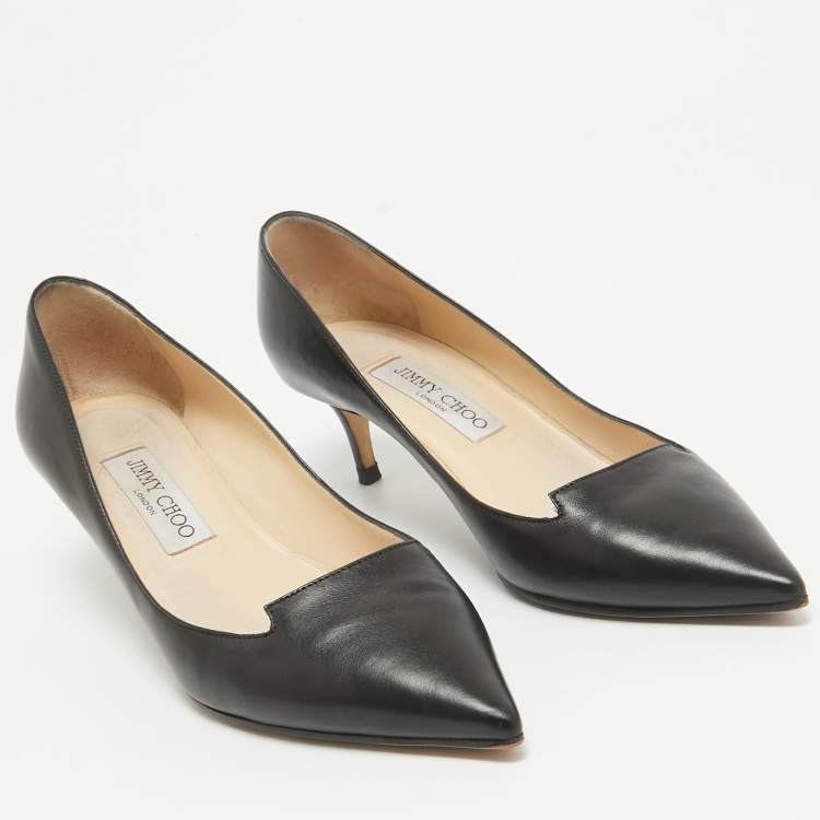 Pre Owned Jimmy Choo Black Leather Ari Pumps Size 38