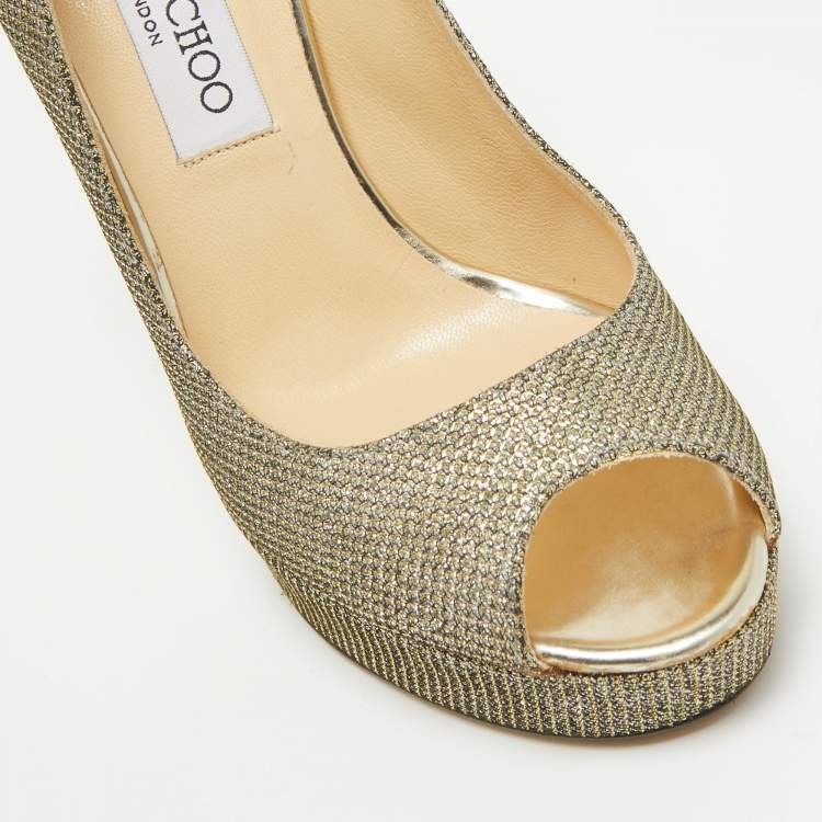 Pre Owned Jimmy Choo Metallic Lurex Fabric Dahlia Pumps Size 36