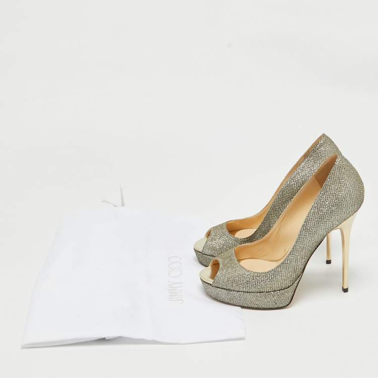 Pre Owned Jimmy Choo Metallic Lurex Fabric Dahlia Pumps Size 36