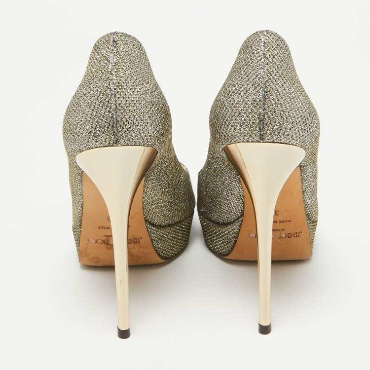 Pre Owned Jimmy Choo Metallic Lurex Fabric Dahlia Pumps Size 36
