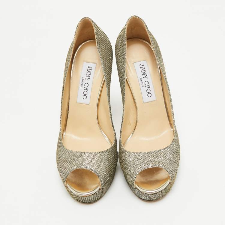 Pre Owned Jimmy Choo Metallic Lurex Fabric Dahlia Pumps Size 36