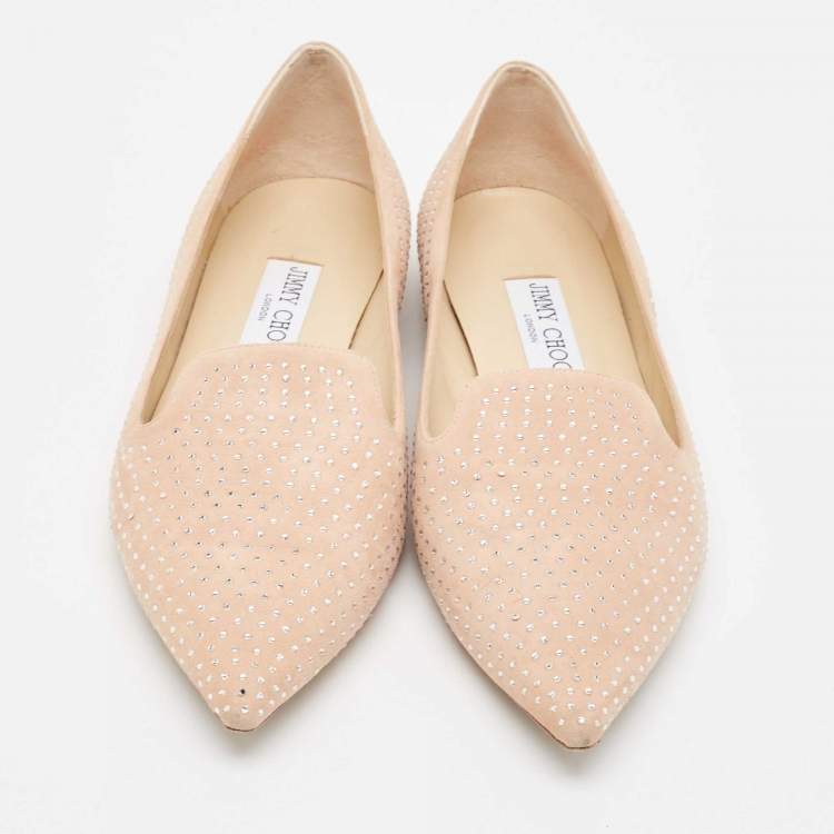 Pre Owned Jimmy Choo Pink Suede Calix Ballet Flats Size 38