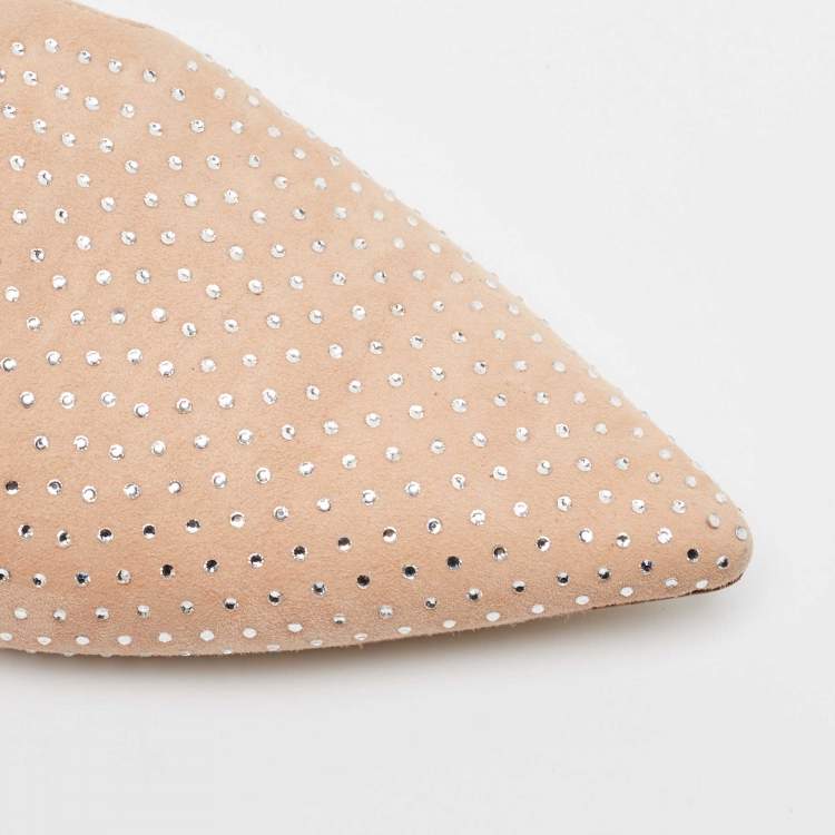 Pre Owned Jimmy Choo Pink Suede Calix Ballet Flats Size 38