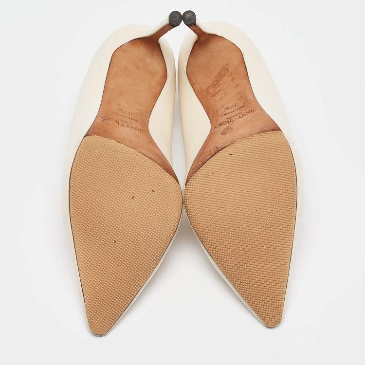 Pre Owned Jimmy Choo Off White Leather Romy Pumps Size 37.5