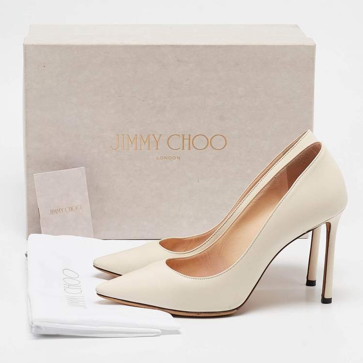 Pre Owned Jimmy Choo Off White Leather Romy Pumps Size 37.5