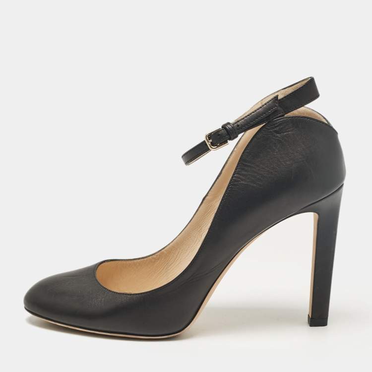 Pre Owned Jimmy Choo Black Leather Helena Pumps Size 38.5