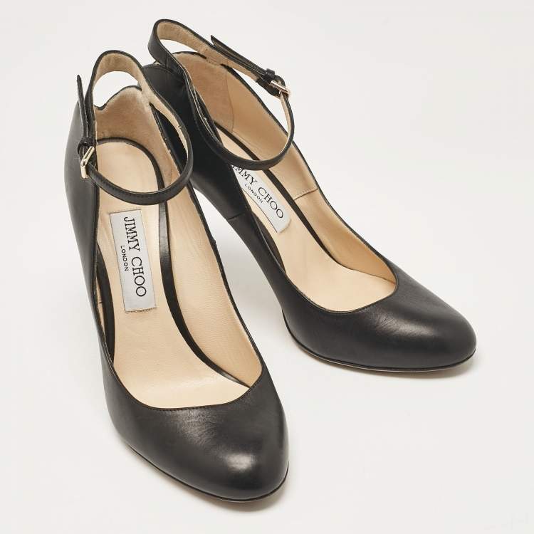 Pre Owned Jimmy Choo Black Leather Helena Pumps Size 38.5