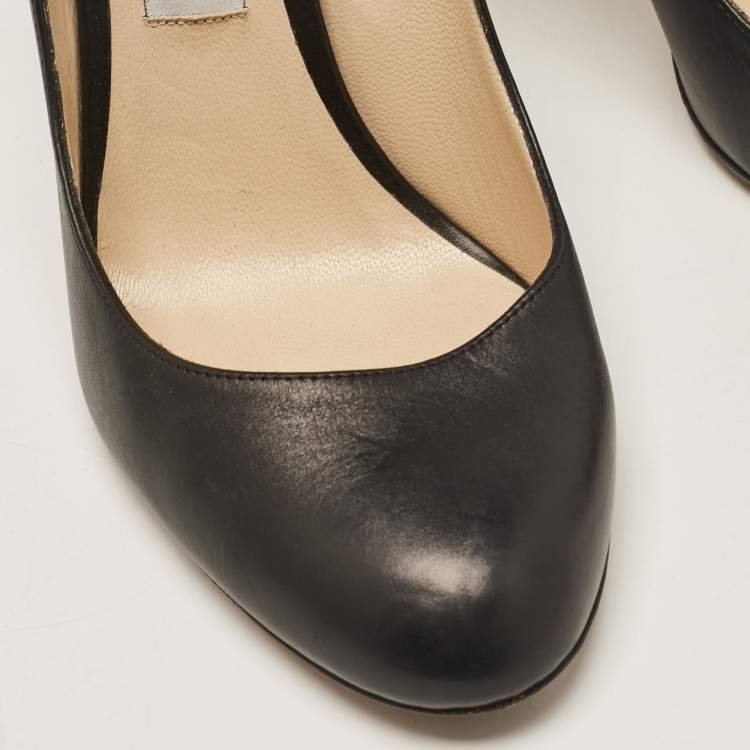 Pre Owned Jimmy Choo Black Leather Helena Pumps Size 38.5