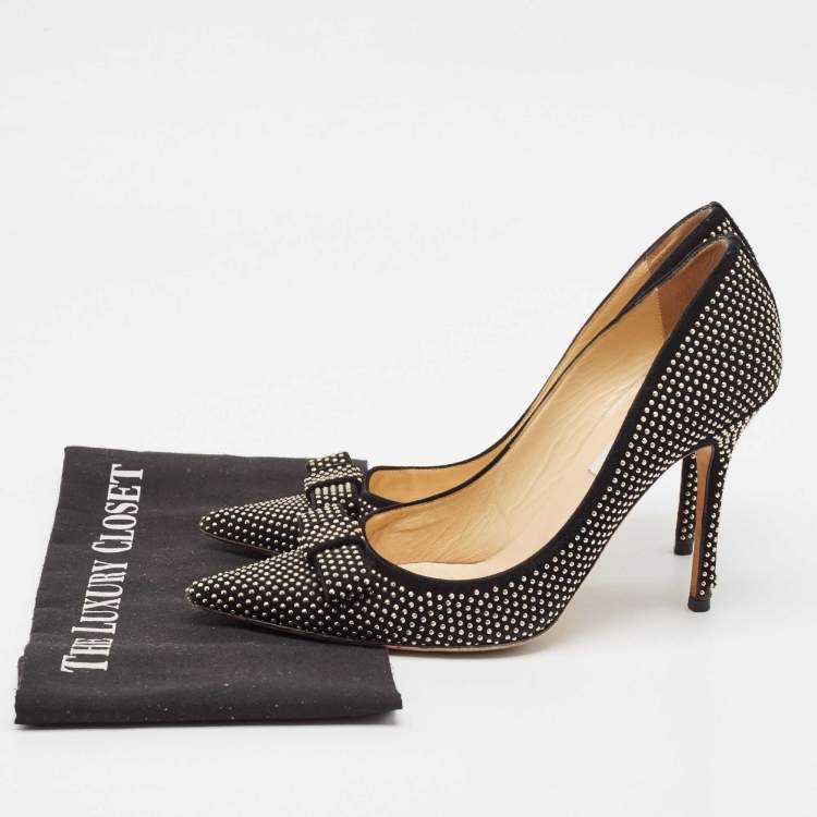 Pre Owned Jimmy Choo Black Suede Embellished Maya Pumps Size 40