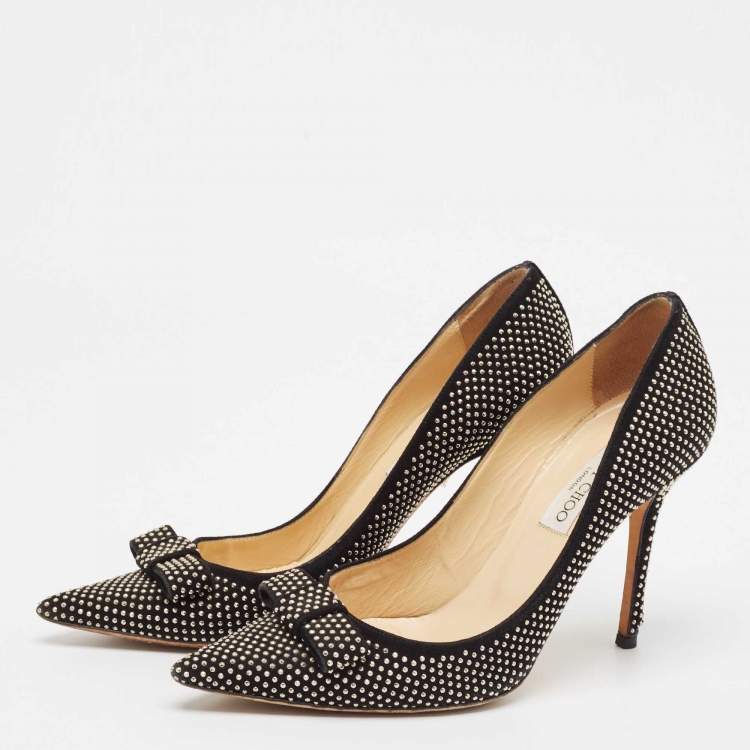 Pre Owned Jimmy Choo Black Suede Embellished Maya Pumps Size 40