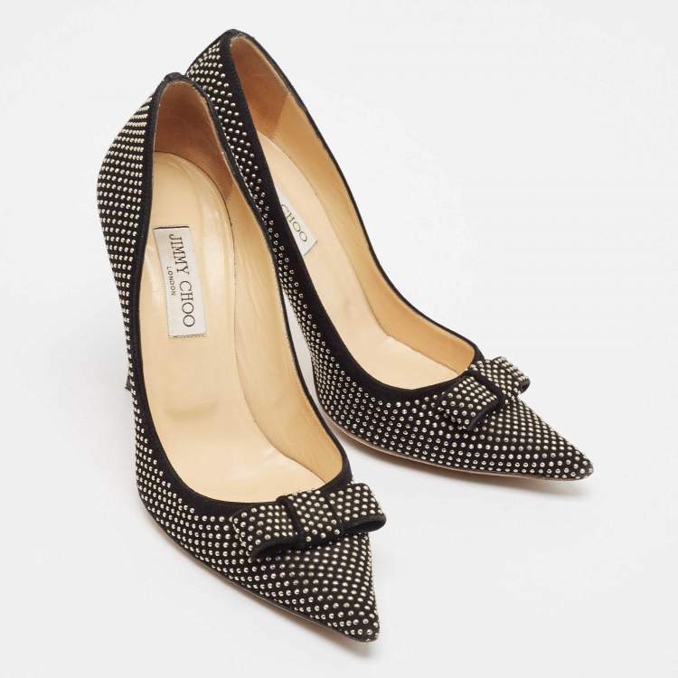 Pre Owned Jimmy Choo Black Suede Embellished Maya Pumps Size 40