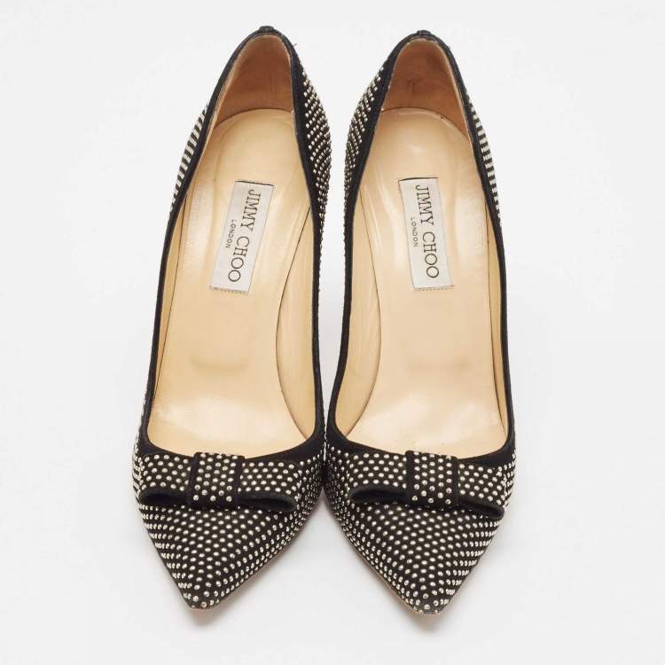 Pre Owned Jimmy Choo Black Suede Embellished Maya Pumps Size 40