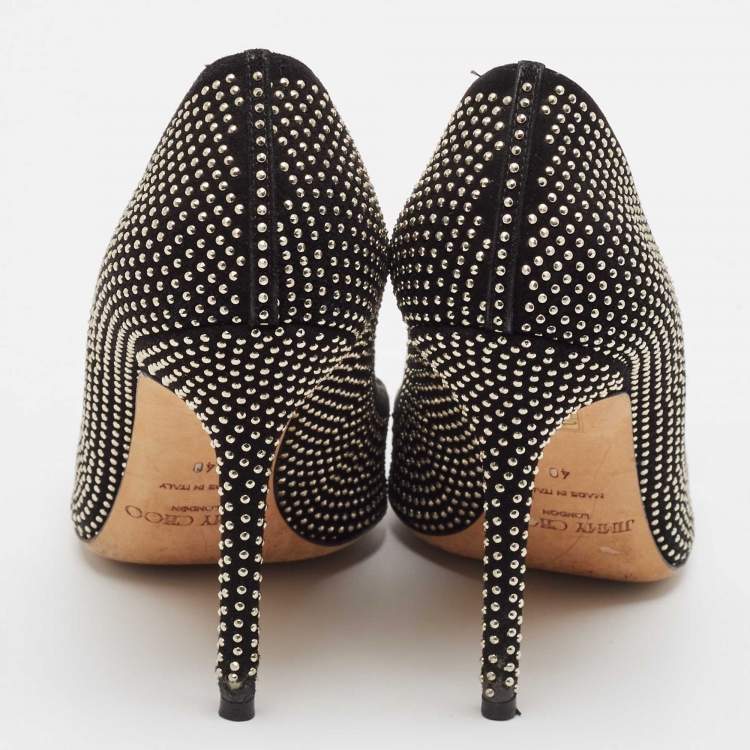 Pre Owned Jimmy Choo Black Suede Embellished Maya Pumps Size 40