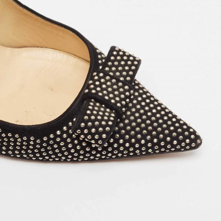 Pre Owned Jimmy Choo Black Suede Embellished Maya Pumps Size 40