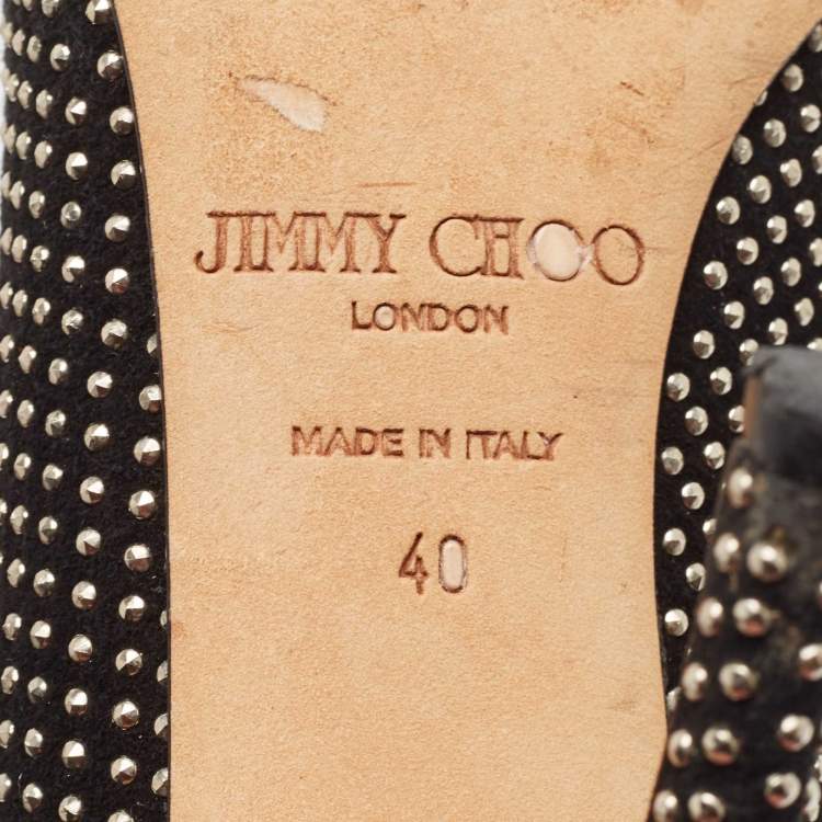 Pre Owned Jimmy Choo Black Suede Embellished Maya Pumps Size 40