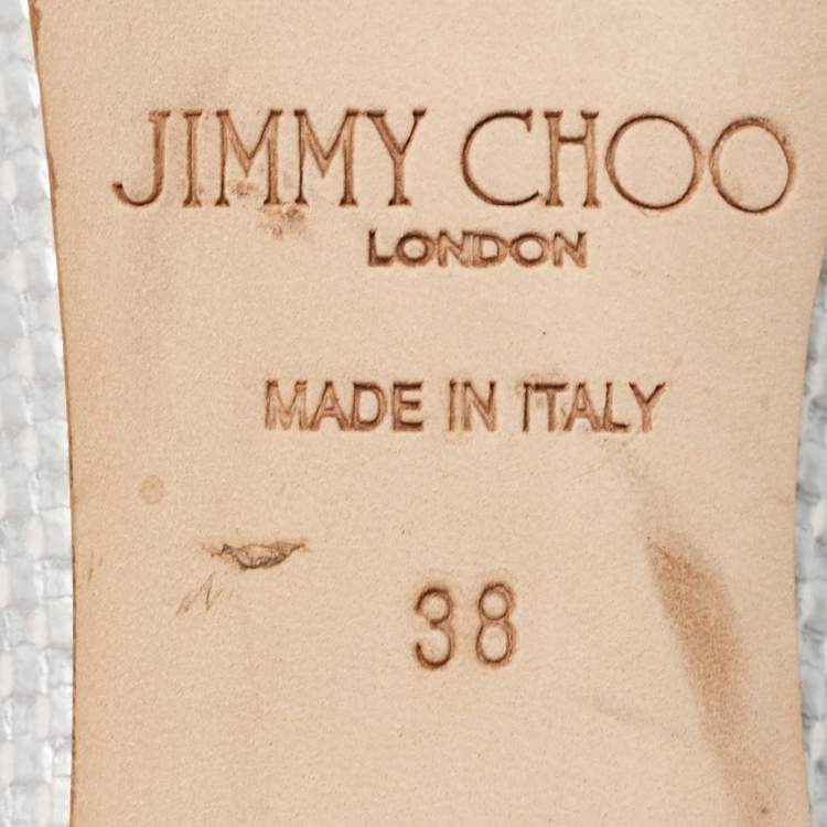 Pre Owned Jimmy Choo Silver Leather Pumps 38