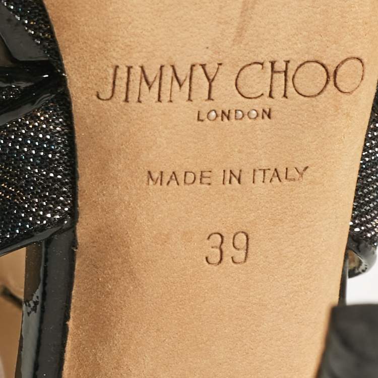 Pre Owned Jimmy Choo Metallic Lurex Fabric Ankle Strap Sandals Size 39