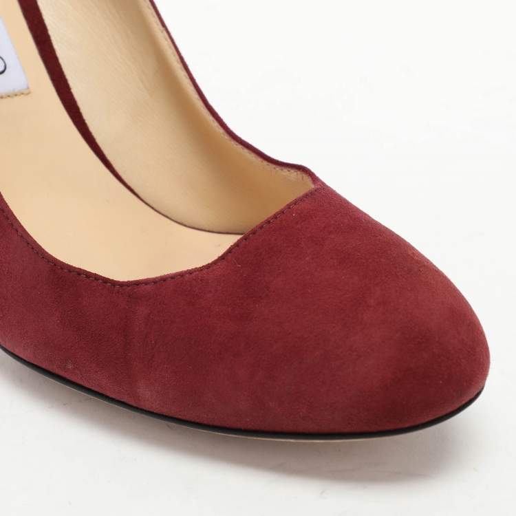 Pre Owned Jimmy Choo Burgundy Suede Pumps Size 39.5