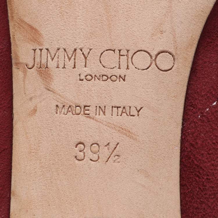 Pre Owned Jimmy Choo Burgundy Suede Pumps Size 39.5