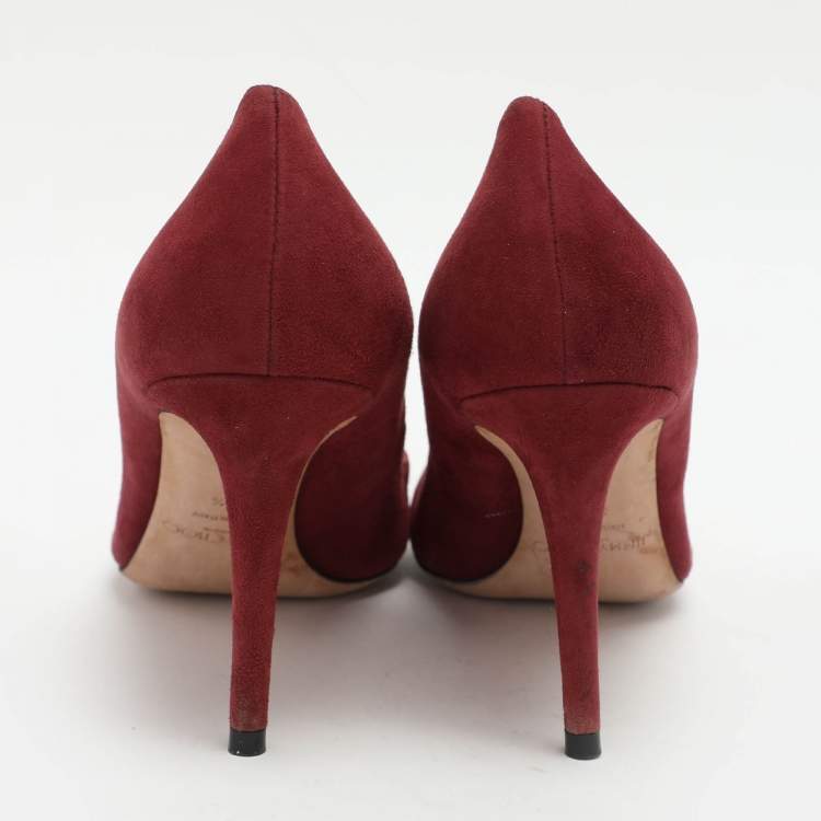 Pre Owned Jimmy Choo Burgundy Suede Pumps Size 39.5