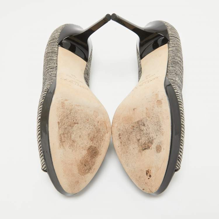 Pre Owned Jimmy Choo Two Tone Canvas Luna Pumps Size 38