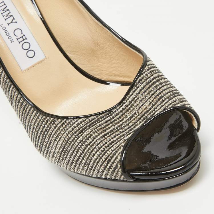 Pre Owned Jimmy Choo Two Tone Canvas Luna Pumps Size 38