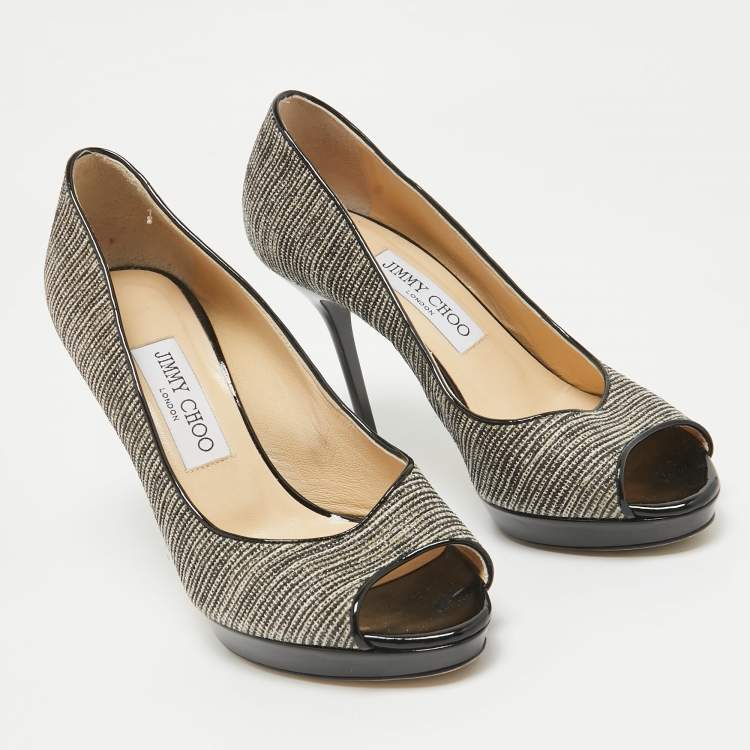 Pre Owned Jimmy Choo Two Tone Canvas Luna Pumps Size 38