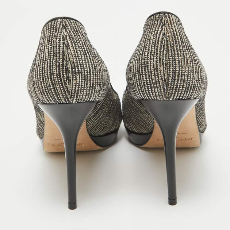 Pre Owned Jimmy Choo Two Tone Canvas Luna Pumps Size 38