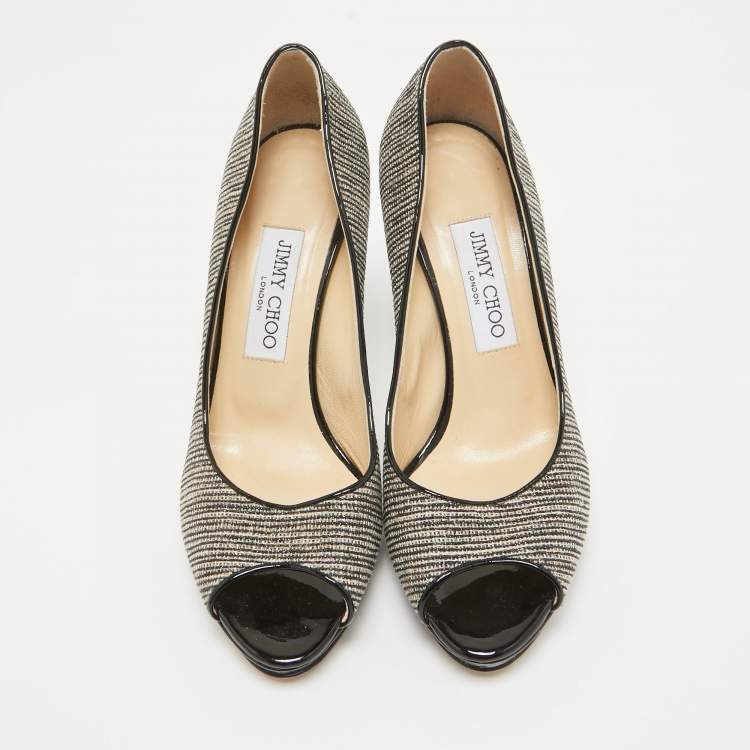 Pre Owned Jimmy Choo Two Tone Canvas Luna Pumps Size 38