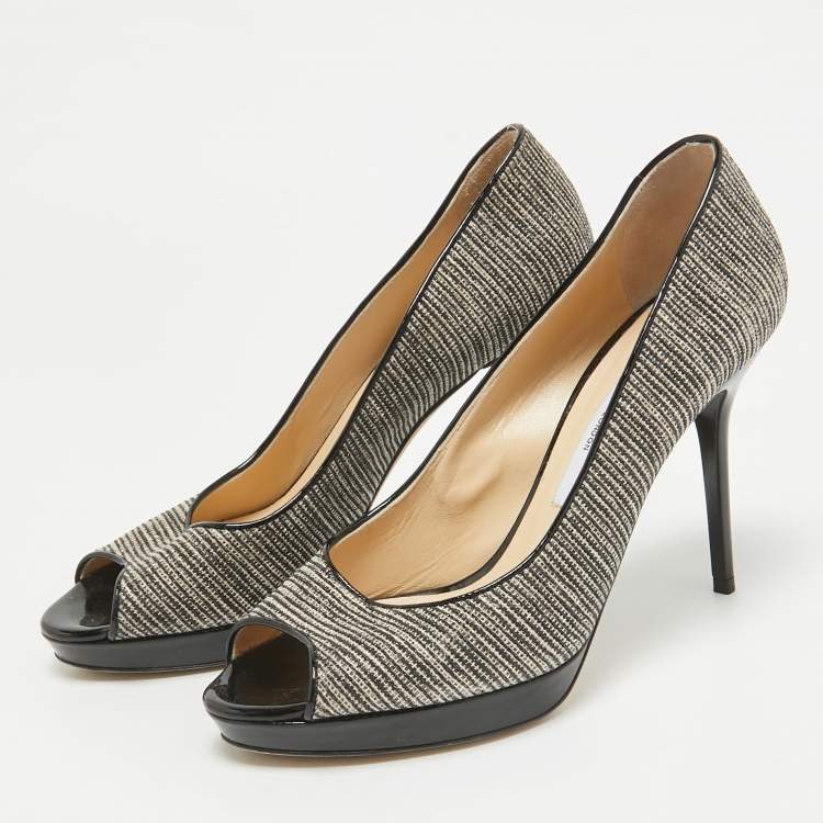 Pre Owned Jimmy Choo Two Tone Canvas Luna Pumps Size 38