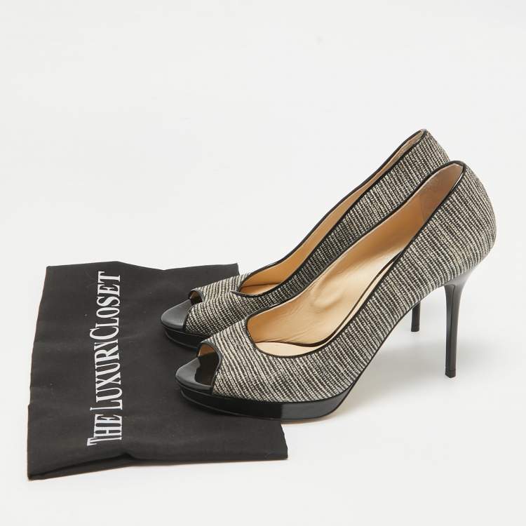 Pre Owned Jimmy Choo Two Tone Canvas Luna Pumps Size 38