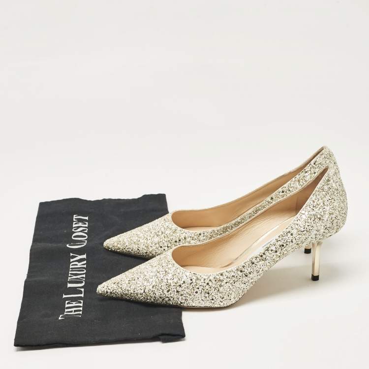 Pre Owned Jimmy Choo Multicolor Glitter Romy Pumps Size 37.5