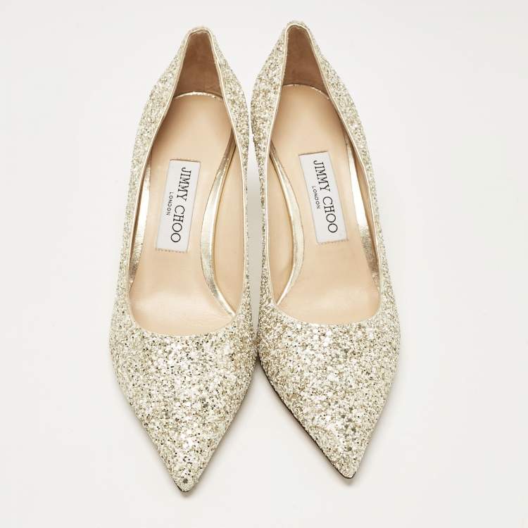 Pre Owned Jimmy Choo Multicolor Glitter Romy Pumps Size 37.5