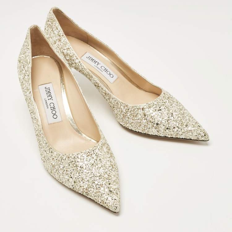 Pre Owned Jimmy Choo Multicolor Glitter Romy Pumps Size 37.5