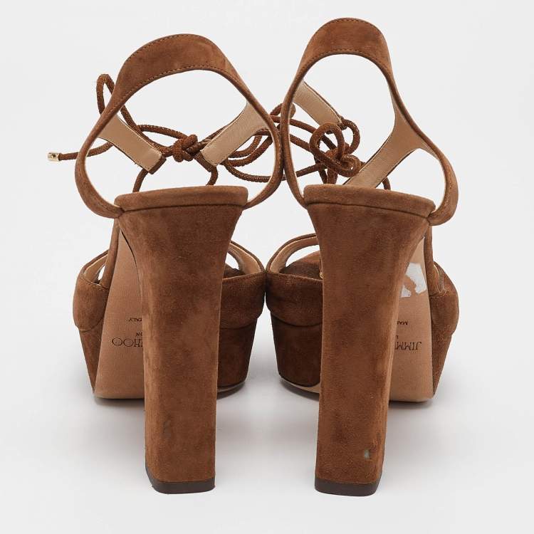 Pre Owned Jimmy Choo Brown Suede Ankle Strap Sandals Size 39