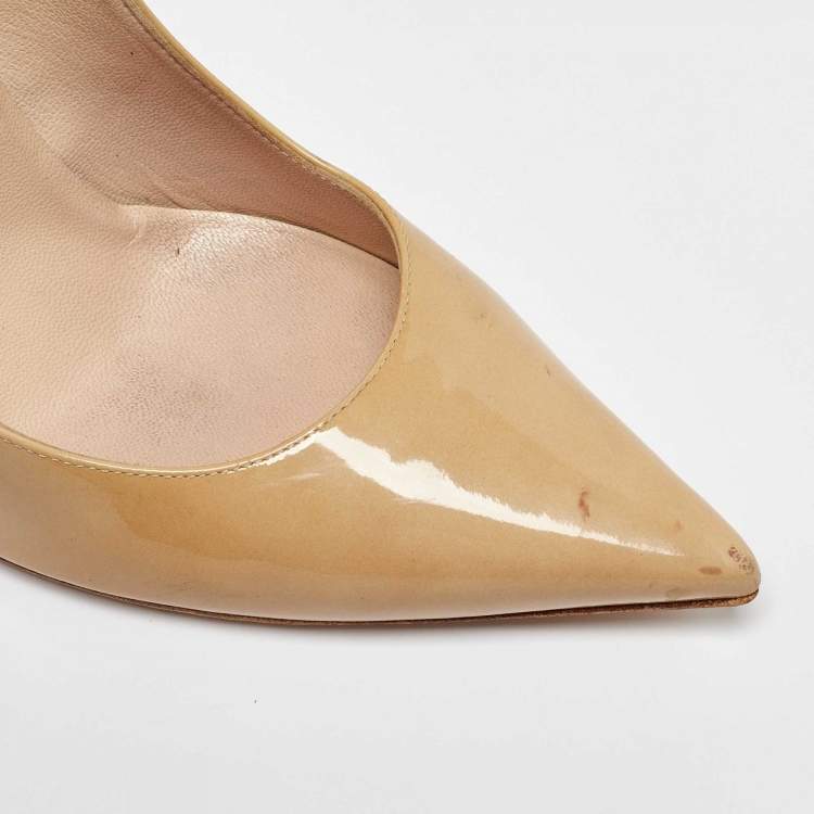 Pre Owned Jimmy Choo Beige Patent Leather Romy Pointed Toe Pumps Size 40