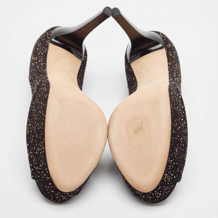 Pre Owned Jimmy Choo Black Suede Dahlia Peep Toe Pumps Size 39