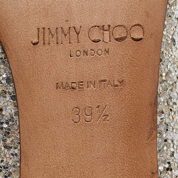 Pre Owned Jimmy Choo Silver Glitter Romy Pumps Size 39.5