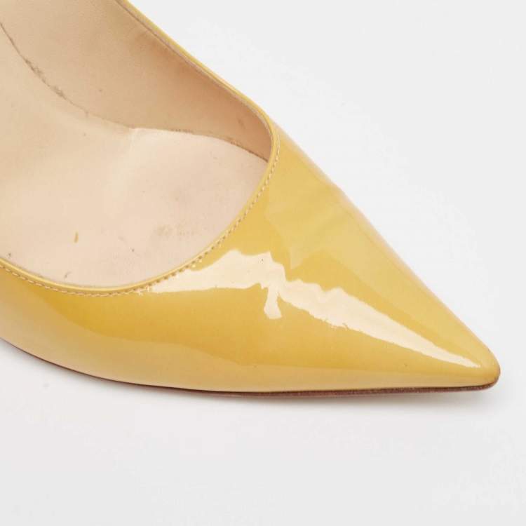 Pre Owned Jimmy Choo Yellow Patent Leather Abel Pumps Size 39