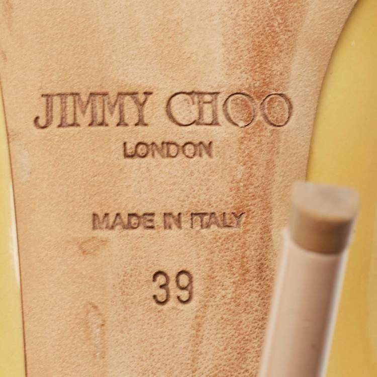 Pre Owned Jimmy Choo Yellow Patent Leather Abel Pumps Size 39