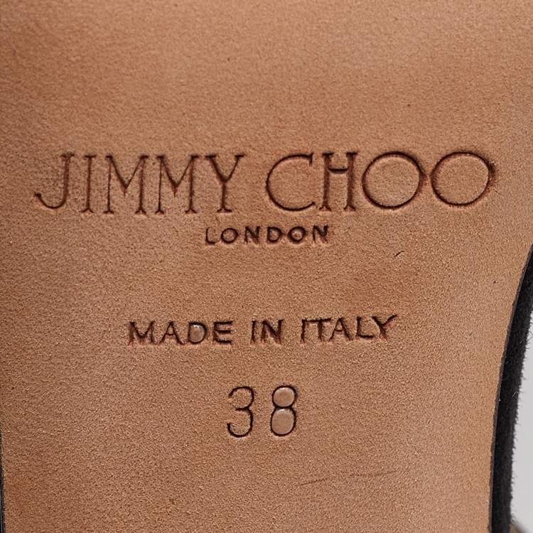 Pre Owned Jimmy Choo Black Mesh and Studded Suede Kizzy Pumps Size 38