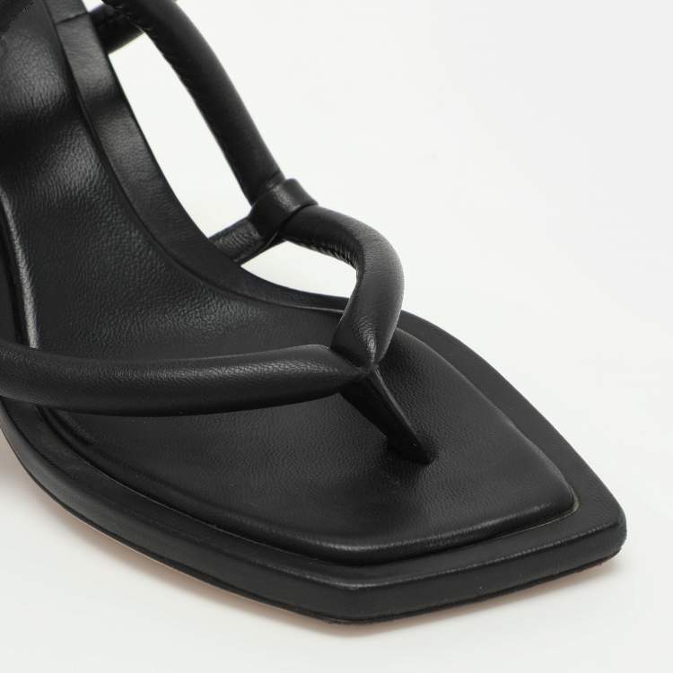 Pre Owned Jimmy Choo Black Leather Sandals Size 35.5