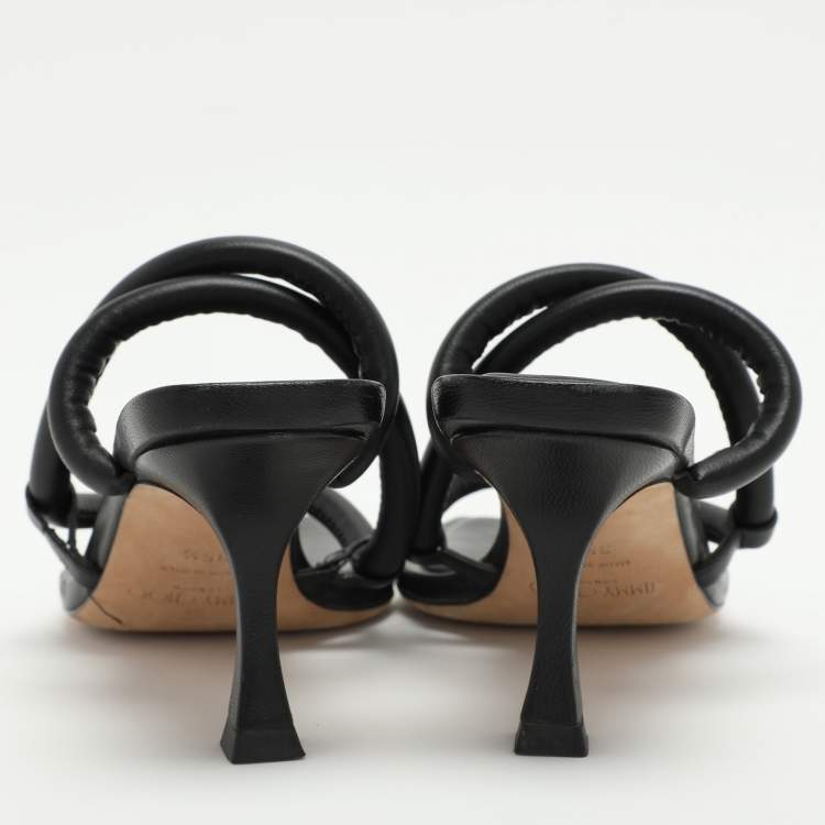 Pre Owned Jimmy Choo Black Leather Sandals Size 35.5