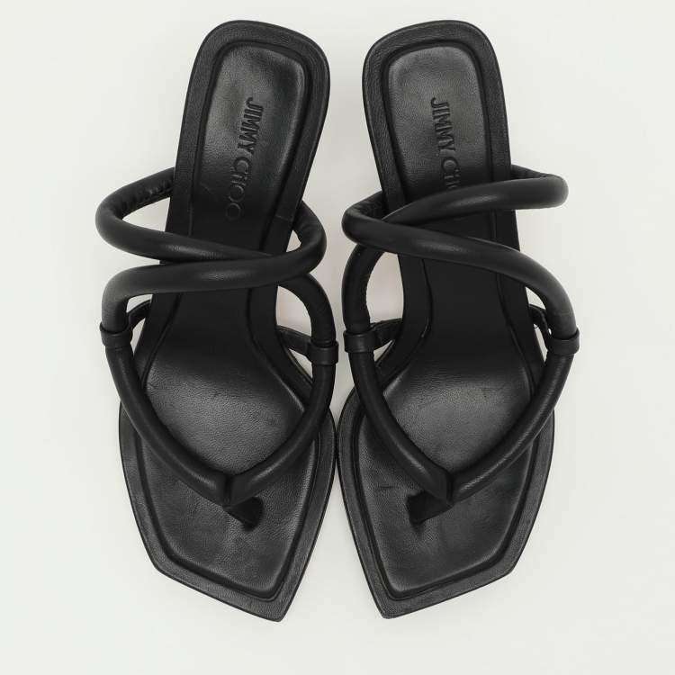 Pre Owned Jimmy Choo Black Leather Sandals Size 35.5