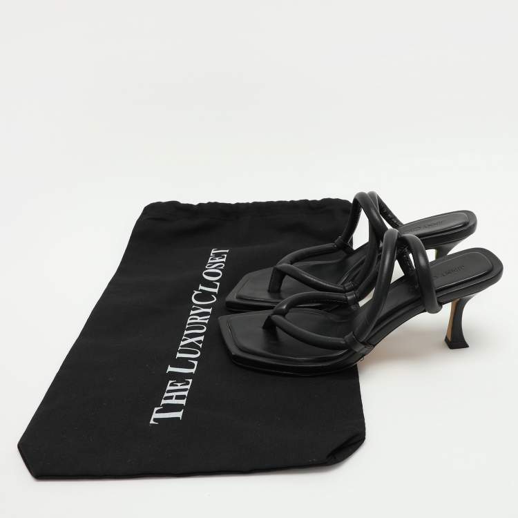 Pre Owned Jimmy Choo Black Leather Sandals Size 35.5