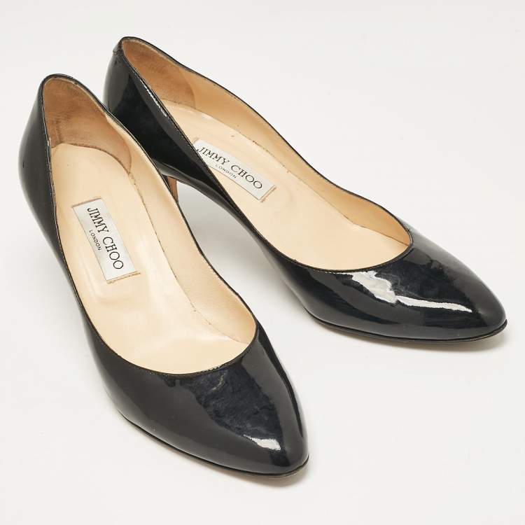 Pre Owned Jimmy Choo Black Patent Leather Bridget Pumps Size 41