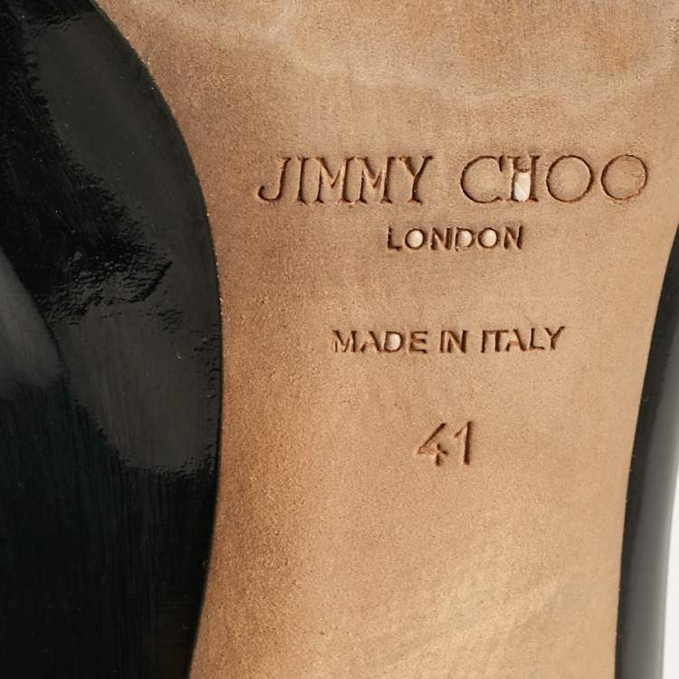 Pre Owned Jimmy Choo Black Patent Leather Bridget Pumps Size 41