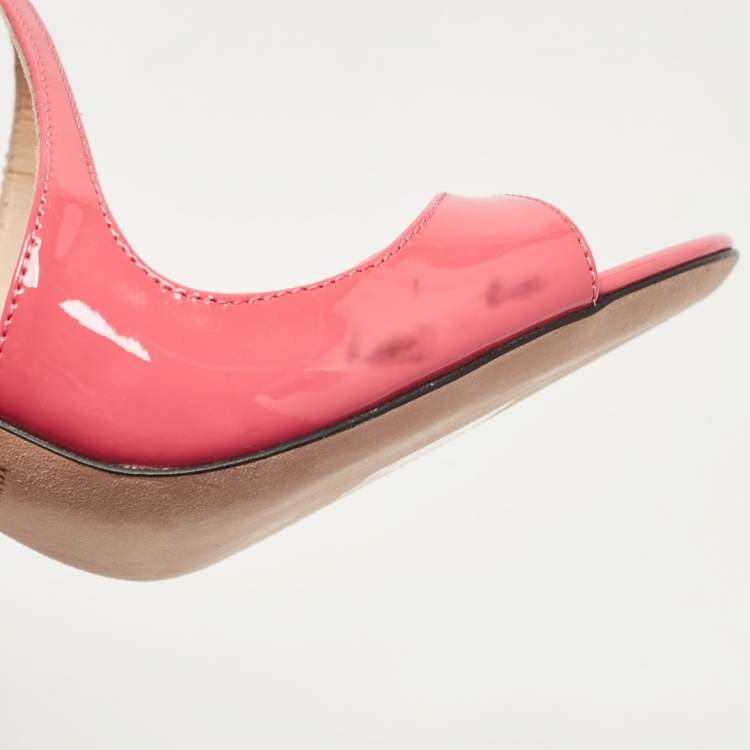 Pre Owned Jimmy Choo Pink Patent Leather Lance Ankle Strap Sandals Size 39